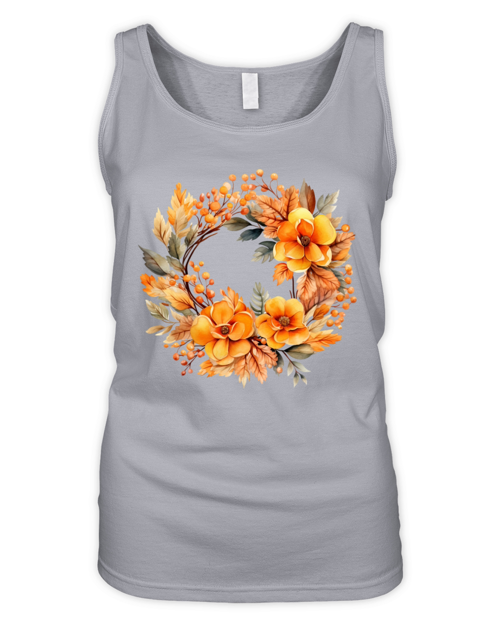 Autumn Fall Floral Frame 05 Organic Women's Tank Top