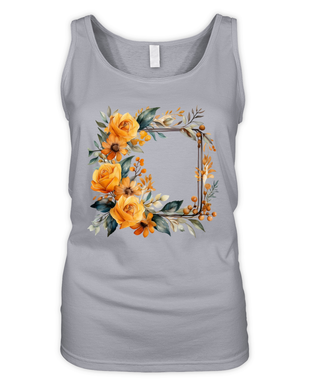 Autumn Fall Floral Frame 12 Organic Women's Tank Top