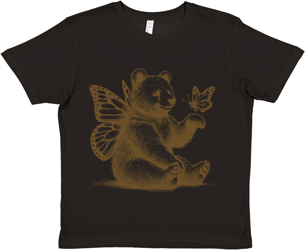 Bear With Butterfly Wings Vintage L iBrown Premium Kids Crewneck T-shirt