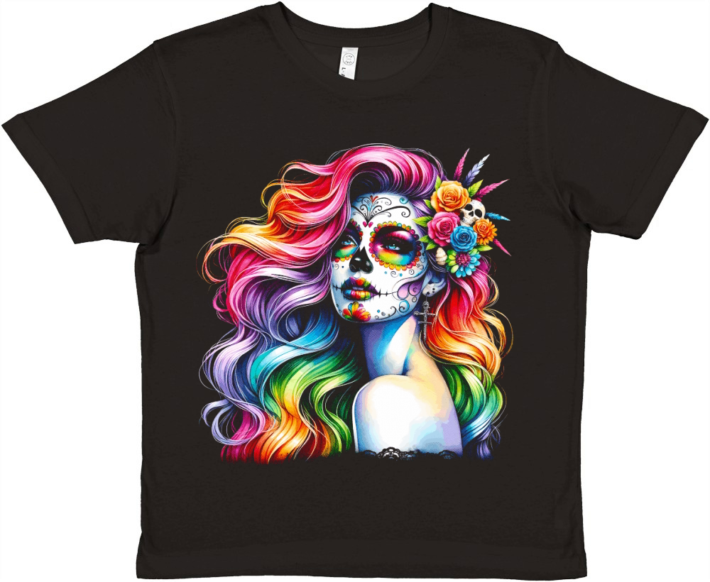 Colorful Day of the Dead Premium Kids Crewneck T-shirt