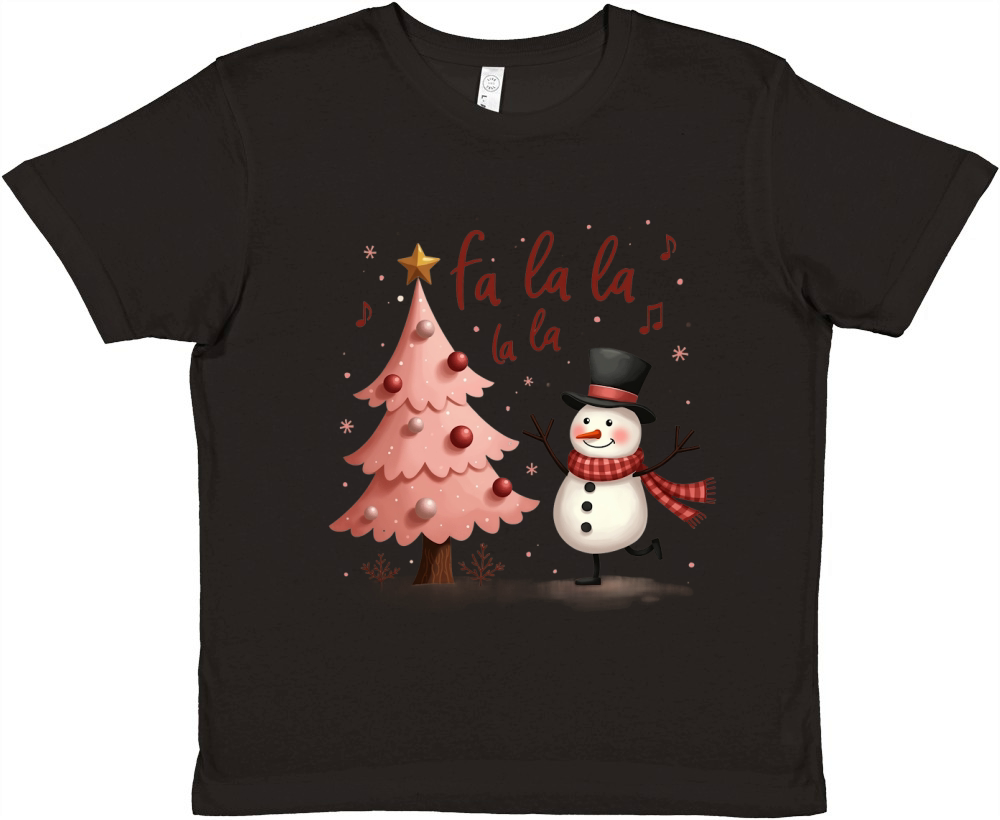 Fa la la la la Cute Pink Christmas Premium Kids Crewneck T-shirt