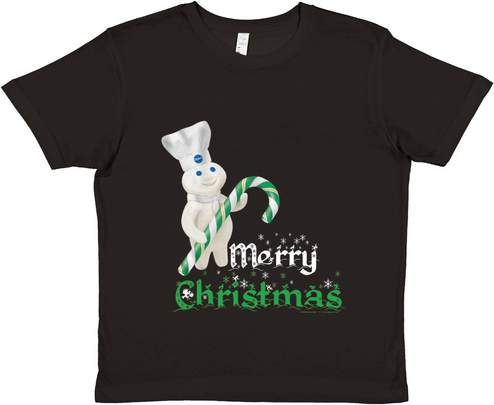 Pillsbury Doughboy Merry Christmas Greeting Mascot Premium Kids Crewneck T-shirt