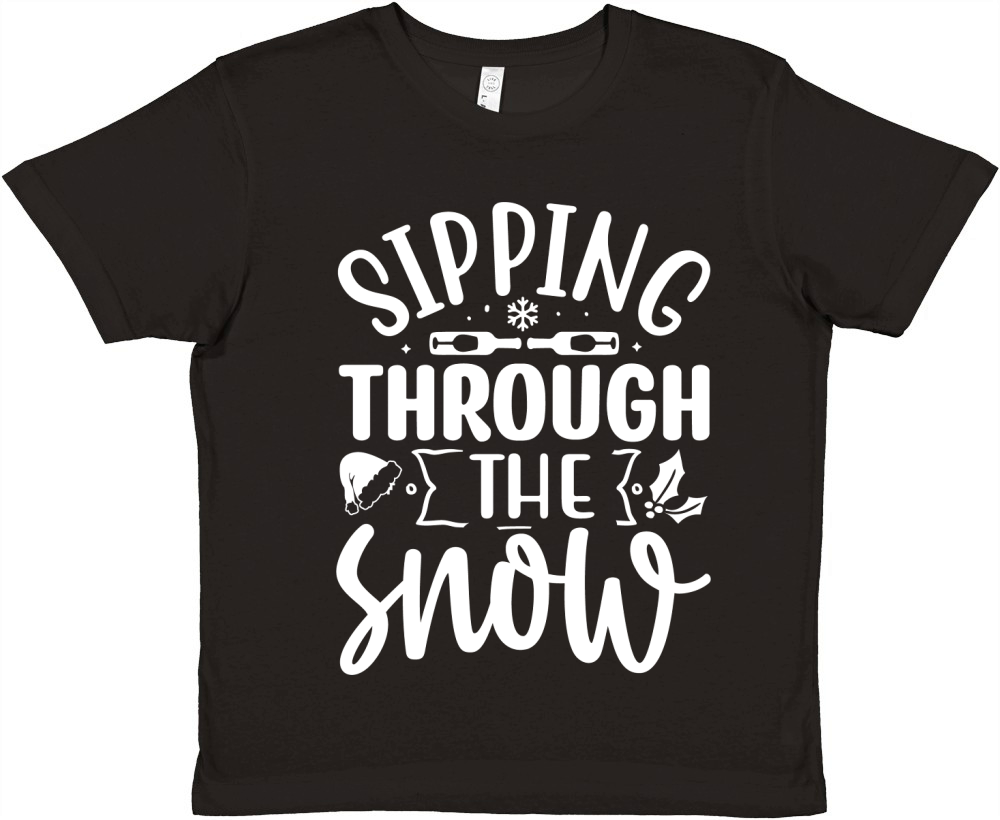 Sipping through the snow Premium Kids Crewneck T-shirt