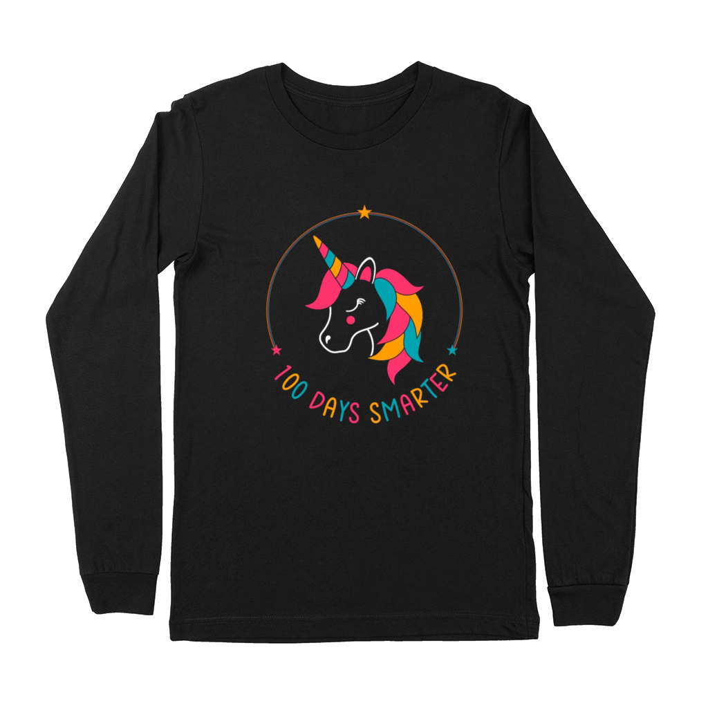 100 Days Smarter - 100 of School Unicorn Premium Long Sleeve