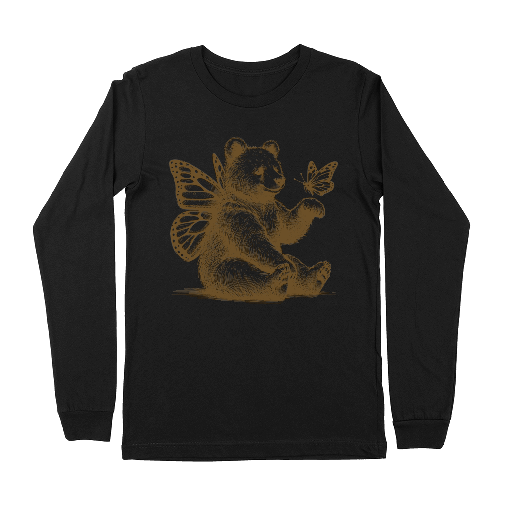Bear With Butterfly Wings Vintage L iBrown Premium Long Sleeve