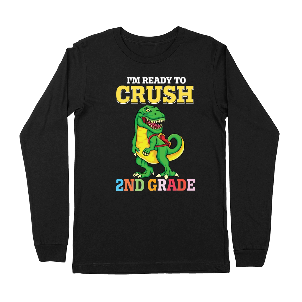 T rex Dinosaur Back to School 2nd grade Premium Long Sleeve