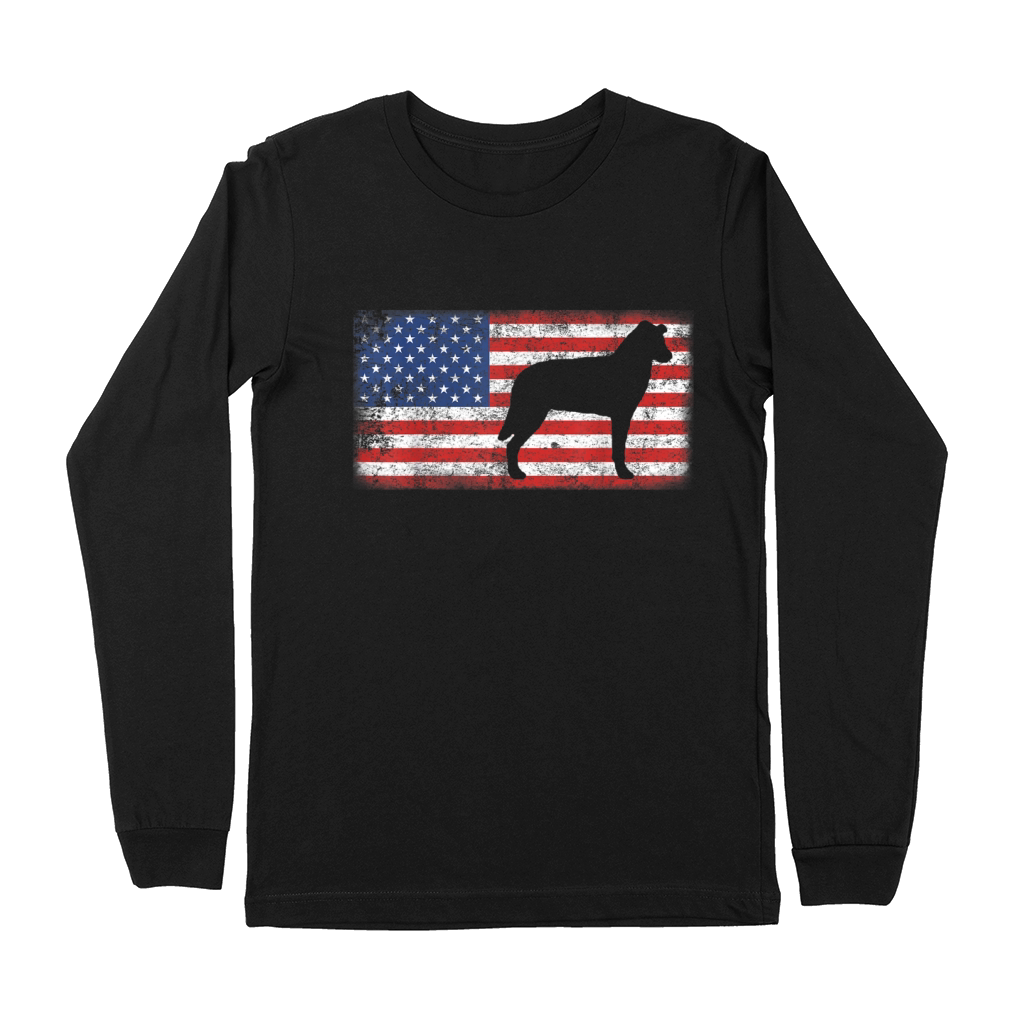Vintage Retro American Flag Chinook Dog shirt Premium Long Sleeve