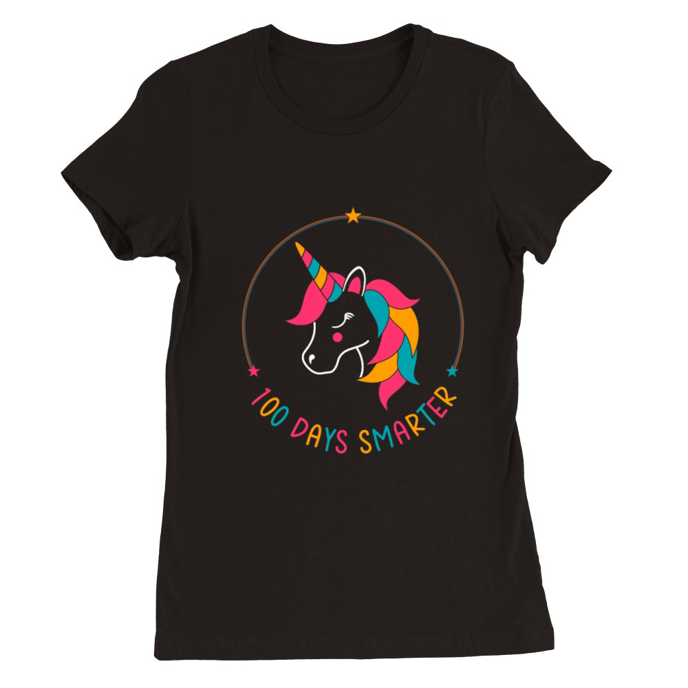 100 Days Smarter - 100 of School Unicorn Premium Womens Crewneck T-shirt