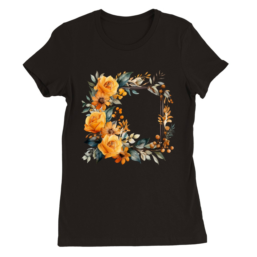 Autumn Fall Floral Frame 12 Premium Womens Crewneck T-shirt
