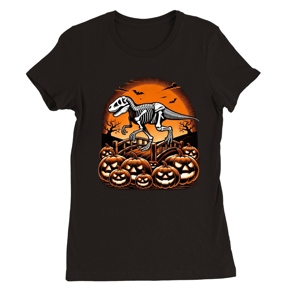 Halloween Dinosaur Skeleton 04 Premium Womens Crewneck T-shirt