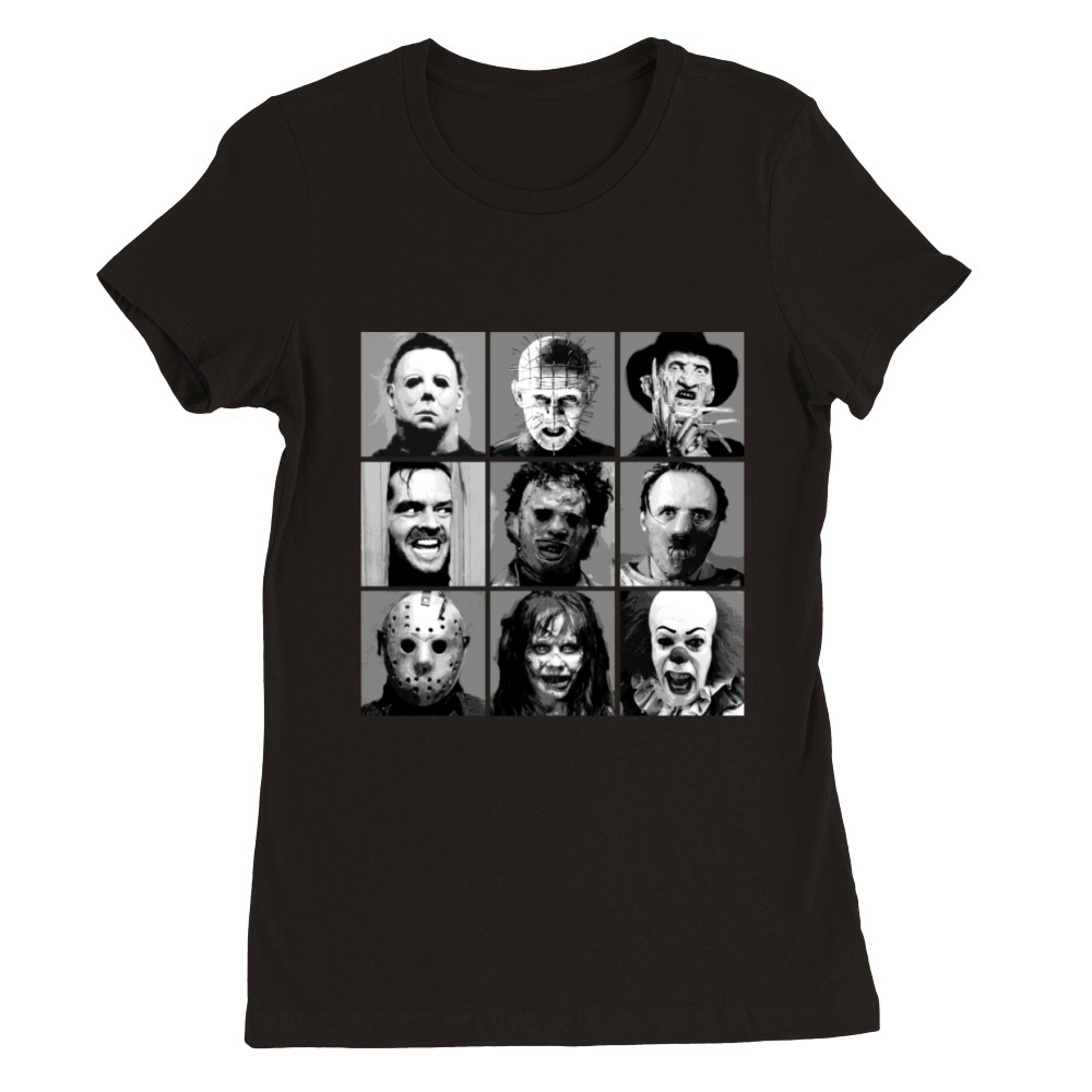 vintage style Funny Face Horror Halloween Movie Characters Version Premium Womens Crewneck T-shirt