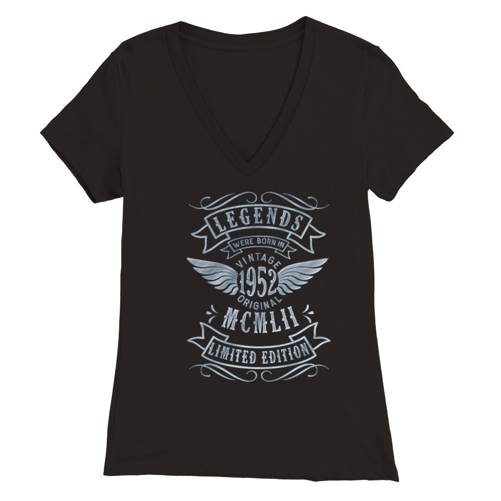 70th Birthday Vintage 1952 MCMLII Born 1952 Premium Womens V-Neck T-shirt