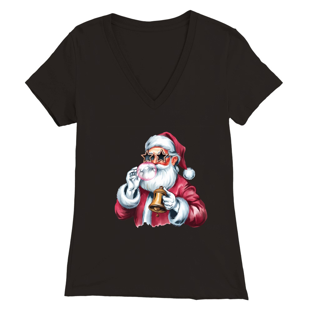 Christmas Santa Bell Vintage Christmas 02 Premium Womens V-Neck T-shirt