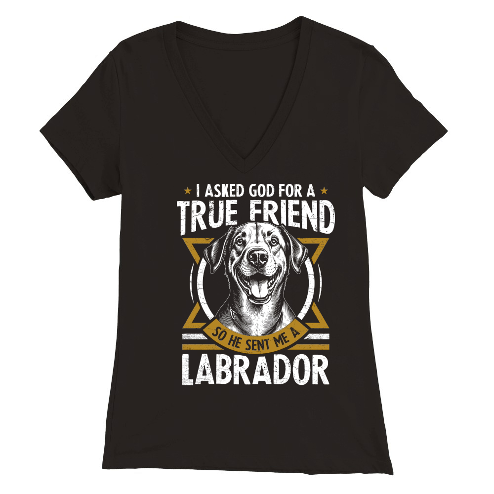 i asked god for a true friend so he sent me a labrador Premium Womens V-Neck T-shirt