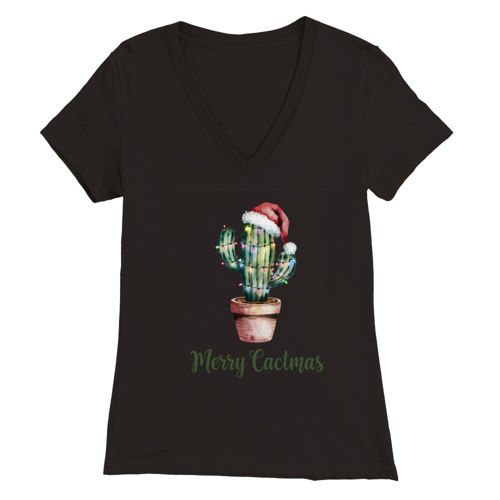 Merry Cactmas Vintage Christmas 02 Premium Womens V-Neck T-shirt