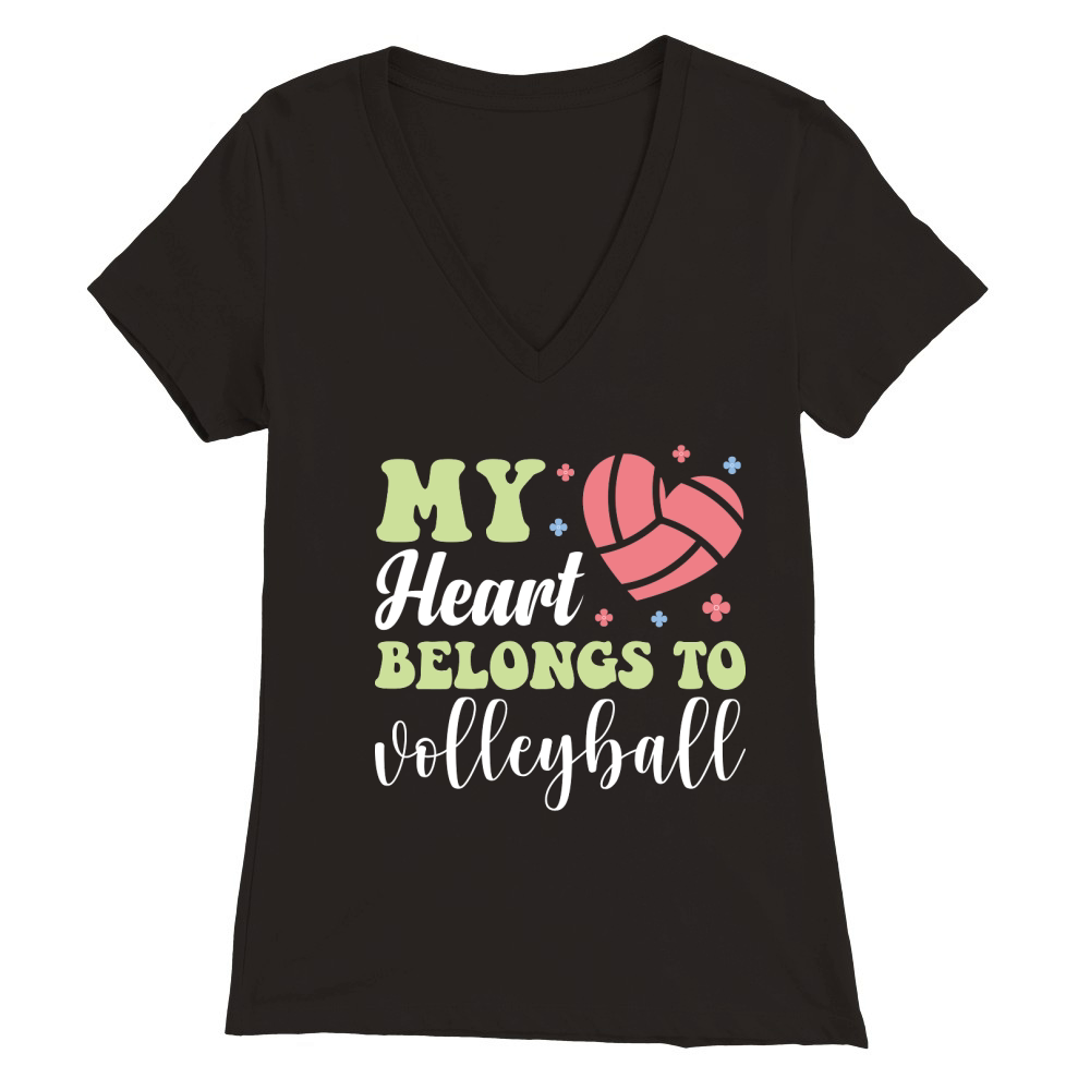 My heart belongs to volleyball Premium Womens V-Neck T-shirt