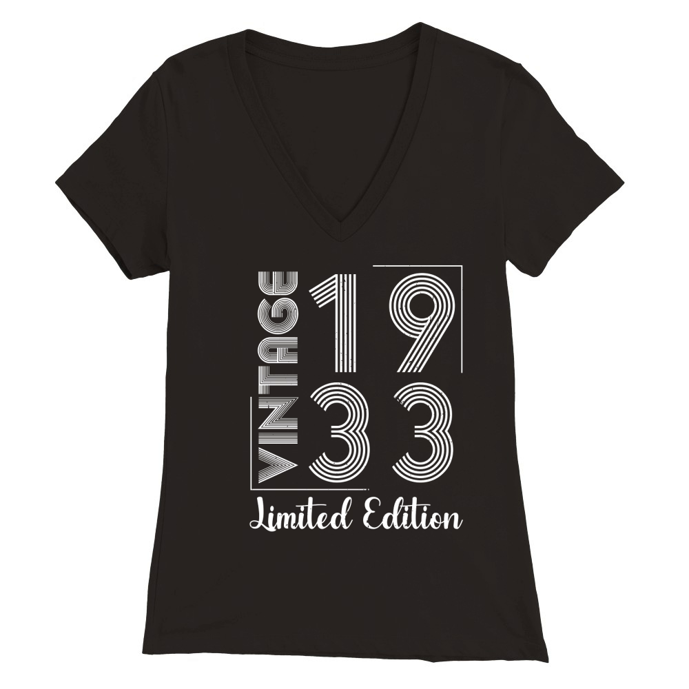 Vintage 1933 Limited Edition Birthday Premium Womens V-Neck T-shirt