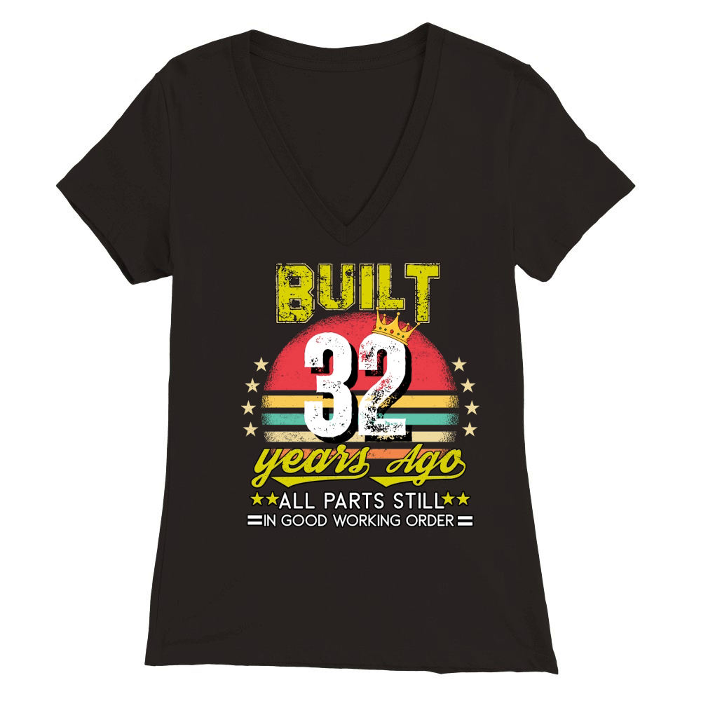 Vintage Birthday 32 Premium Womens V-Neck T-shirt