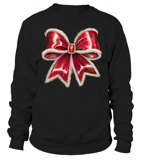Santas Velvet Bow Holiday Sweatshirt Unisex
