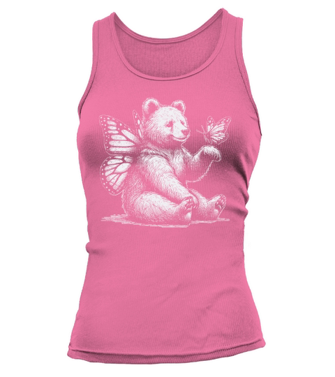 Bear With Butterfly Wings Vintage D White GR Tank top Woman