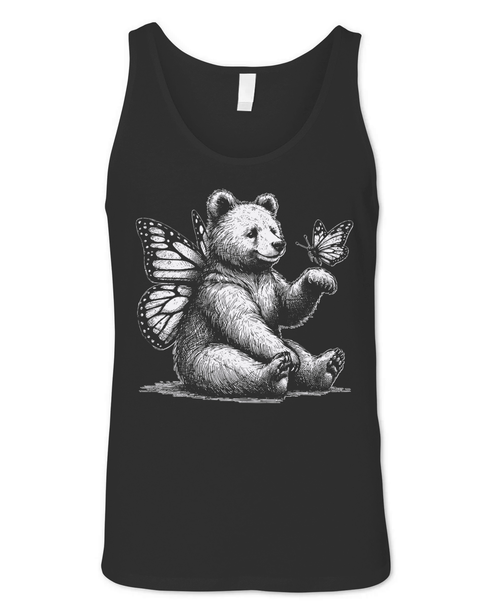 Bear With Butterfly Wings Vintage D White GR Unisex Jersey Tank