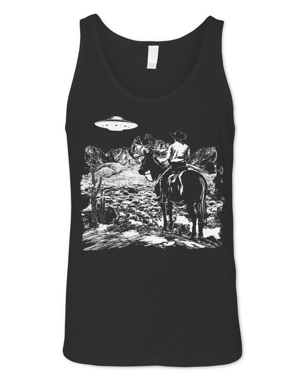 Cowboy UFO Black White Unisex Jersey Tank