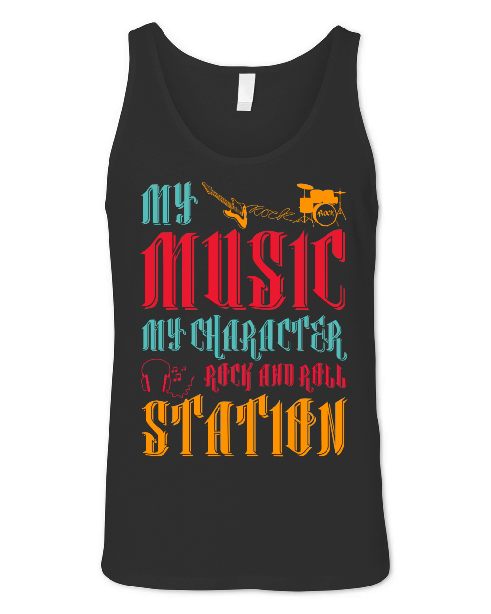 My Music My Character Rock And Roll Station (1) Unisex Jersey Tank