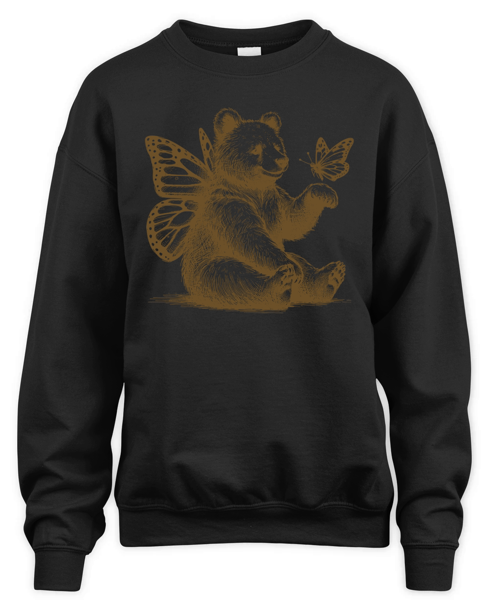 Bear With Butterfly Wings Vintage L iBrown Unisex Premium Crewneck Sweatshirt