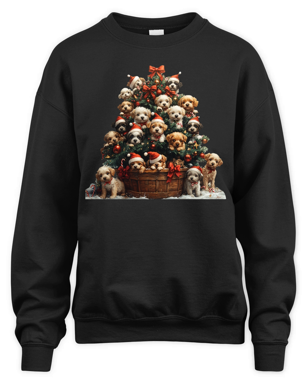 Christmas Puppy Tree Clipart 1 Unisex Premium Crewneck Sweatshirt