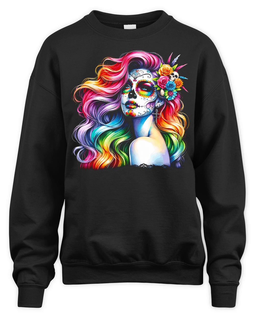 Colorful Day of the Dead Unisex Premium Crewneck Sweatshirt