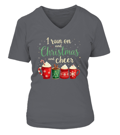 1 run in and christmas and cheer 2 V-neck T-Shirt Woman