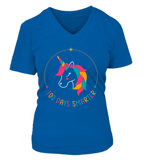 100 Days Smarter - 100 of School Unicorn V-neck T-Shirt Woman