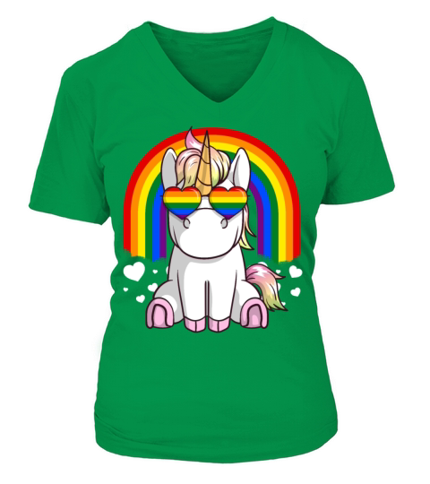 Gay Pride Unicorn - LGBTQ Support V-neck T-Shirt Woman