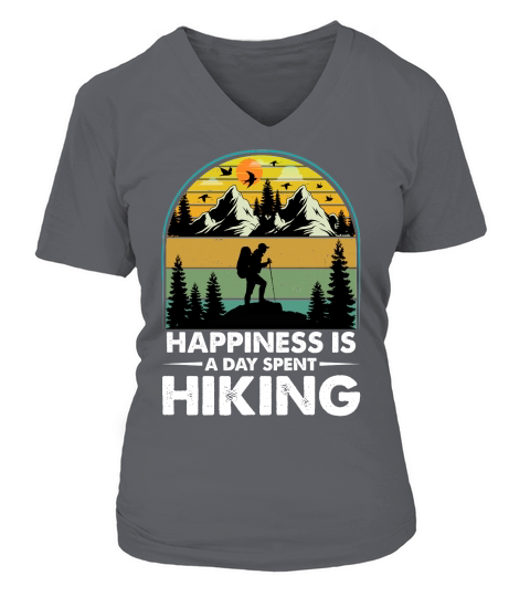 Happiness Is A Day Spent Hiking  (2) V-neck T-Shirt Woman