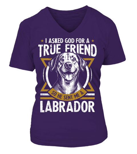 i asked god for a true friend so he sent me a labrador V-neck T-Shirt Woman