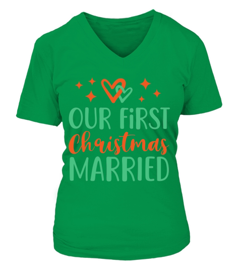 Our First Christmas Married   colored V-neck T-Shirt Woman