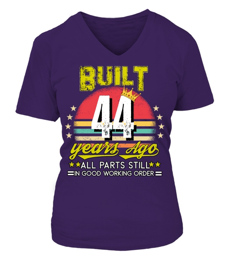 Vintage Birthday 44 V-neck T-Shirt Woman