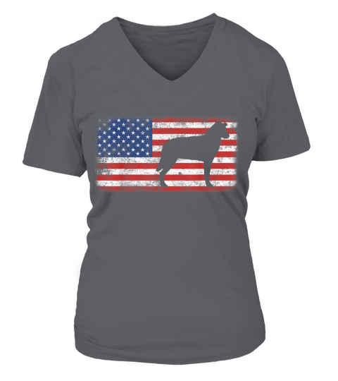 Vintage Retro American Flag Chinook Dog shirt V-neck T-Shirt Woman