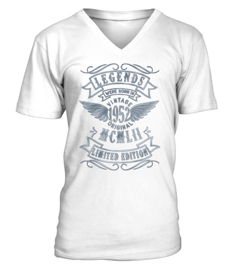 70th Birthday Vintage 1952 MCMLII Born 1952 V-Neck T-shirt