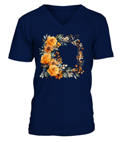 Autumn Fall Floral Frame 12 V-Neck T-shirt