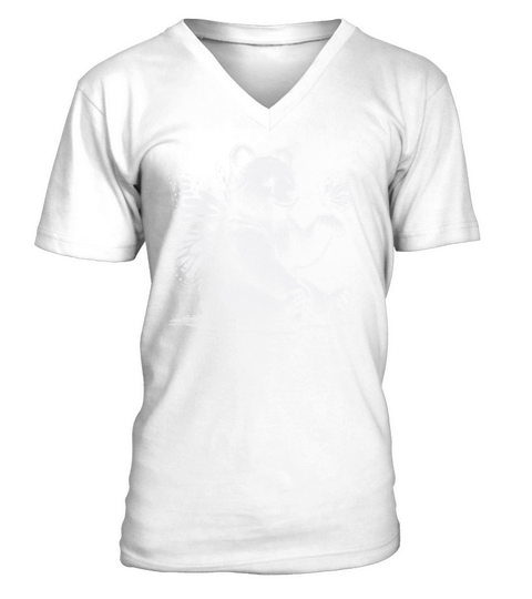 Bear With Butterfly Wings Vintage D White GR V-Neck T-shirt