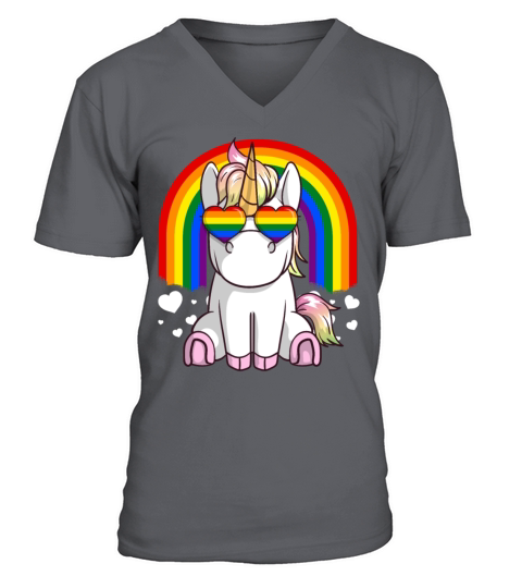 Gay Pride Unicorn - LGBTQ Support V-Neck T-shirt