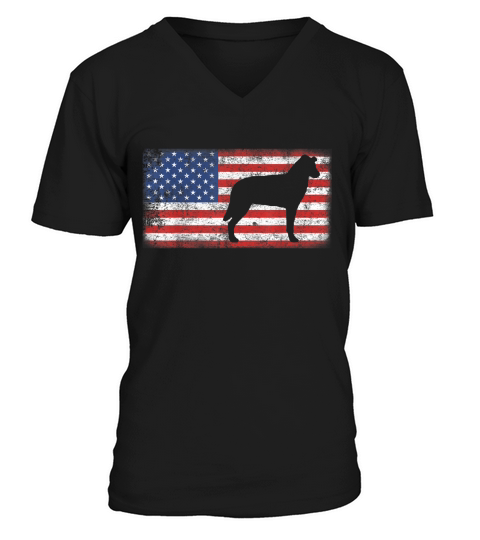 Vintage Retro American Flag Chinook Dog shirt V-Neck T-shirt