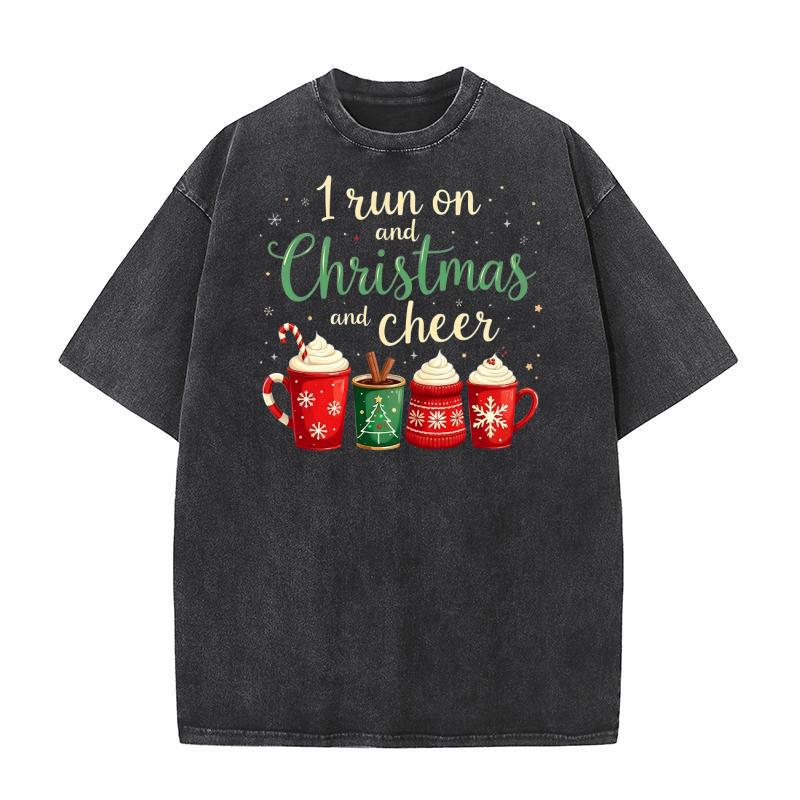 1 run in and christmas and cheer 2 Washed T-Shirt