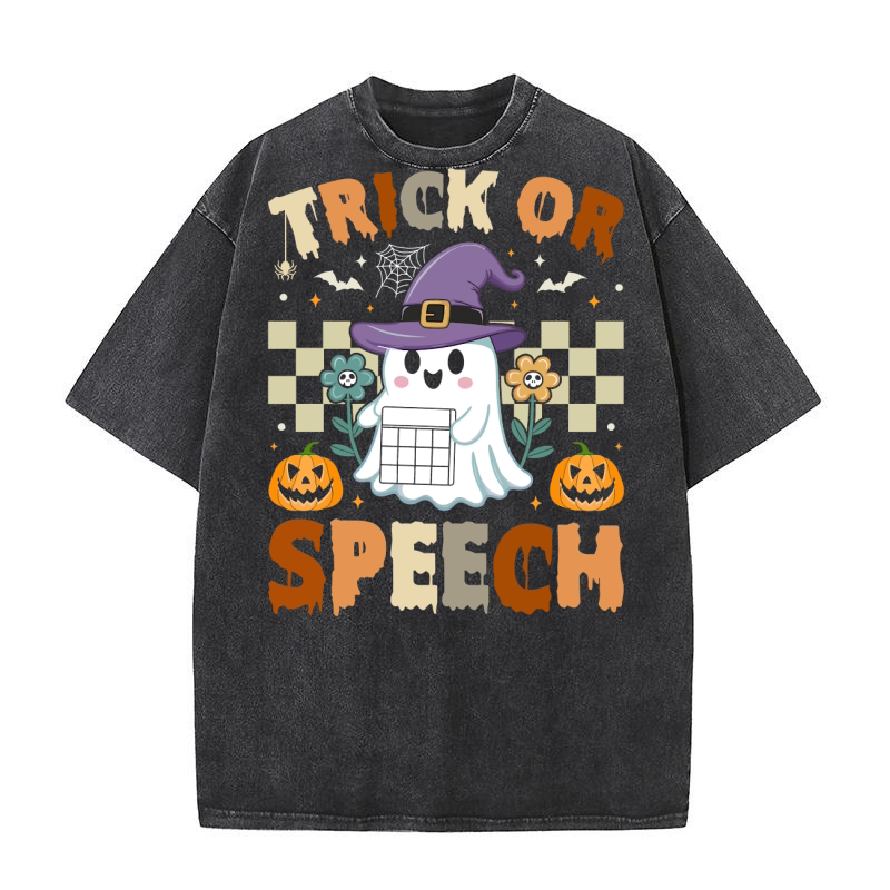 259. trick or speech happy halloween Washed T-Shirt