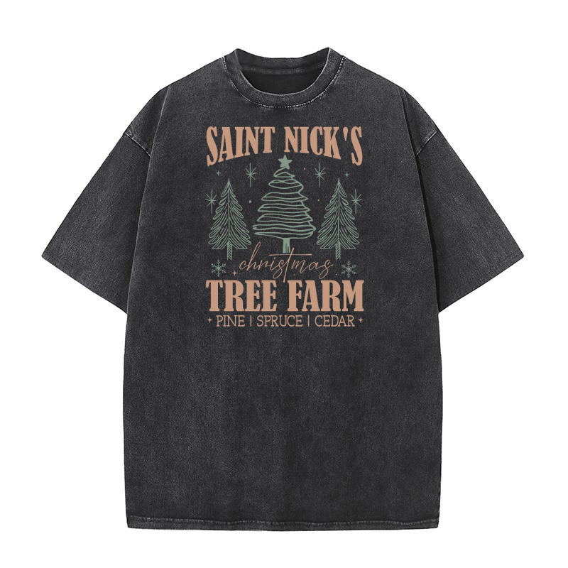 BSWD026 Saint Nicks Christmas Tree Farm Washed T-Shirt