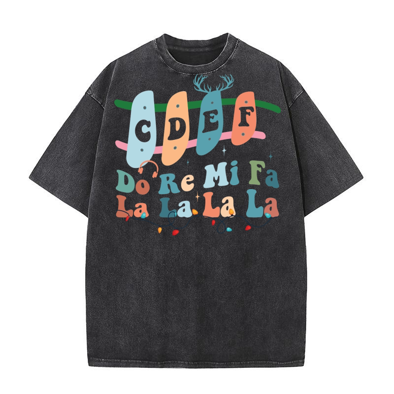 CDEF Do Re Mi Fa La La La La Washed T-Shirt