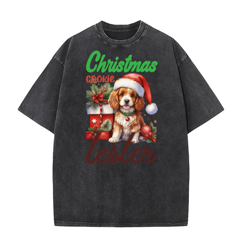 Christmas cookie tester Dog 3 Washed T-Shirt