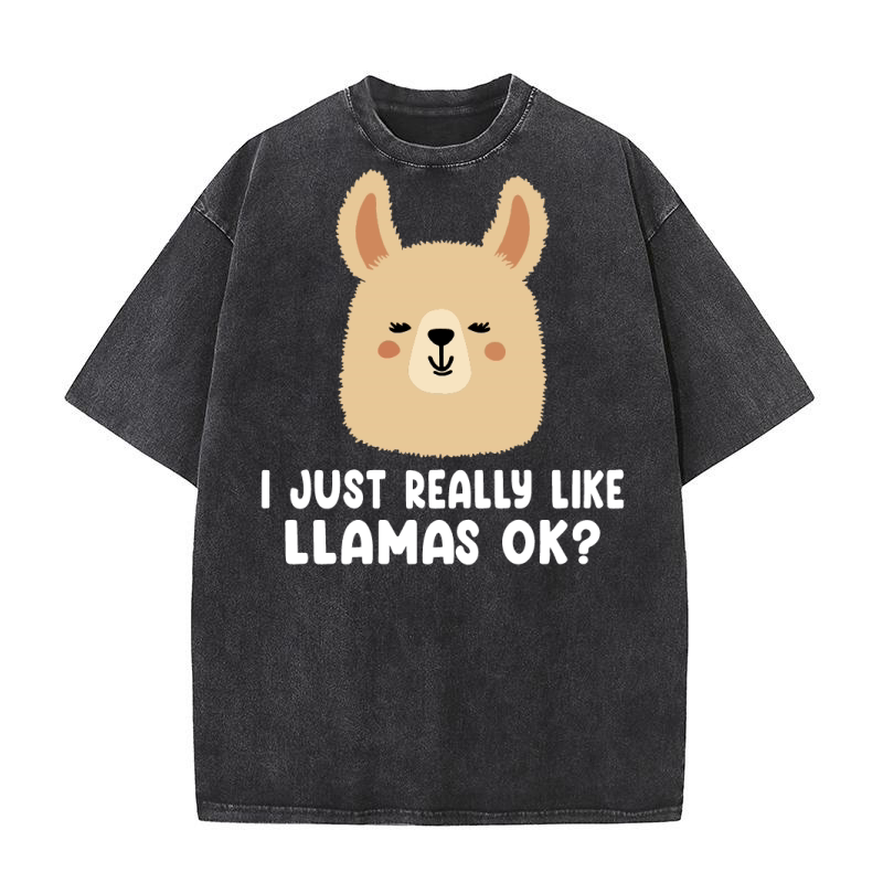 i just really like llamas ok Washed T-Shirt