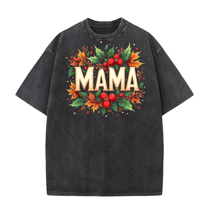 Mama Flower Shirts for Women Washed T-Shirt